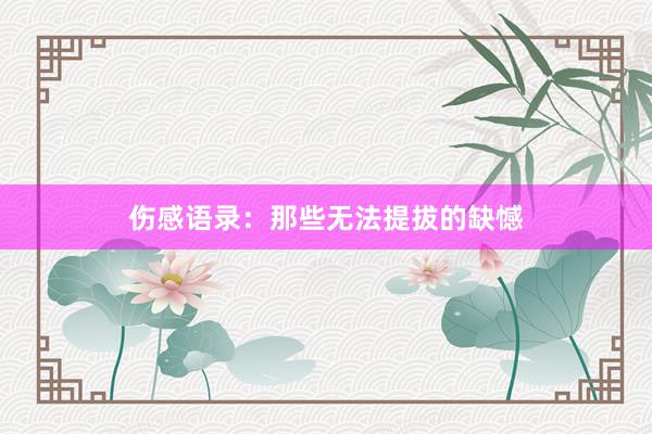 伤感语录：那些无法提拔的缺憾