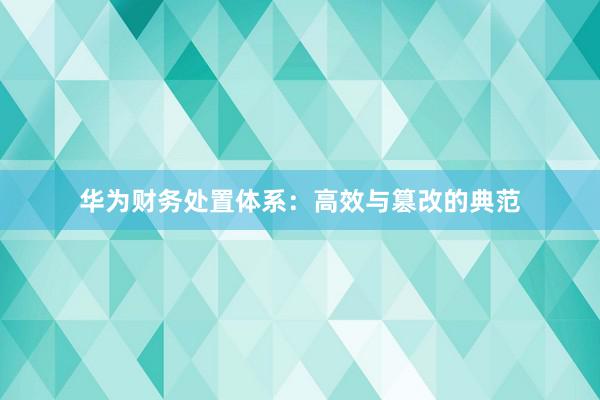华为财务处置体系：高效与篡改的典范